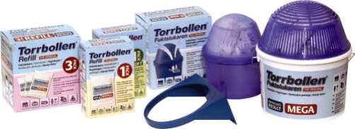 Torrbollen - refill, 1-pack 39,00 15612 Torrbollen - refill, 3-pack 98,00 15615 Torrbollen fuktsluker - MEGA 169,00 15612 15613 Fuktsluker Fuktslukeren holder effektivt skap/rom/båt osv. tørre.