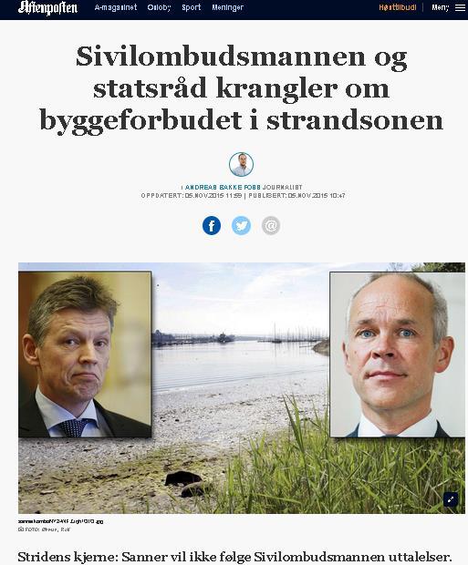 Strandsonen Går eldre reguleringsplaner foran byggeforbudet? Nei!