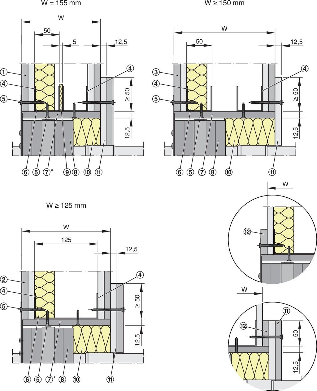 Montasje Lette skillevegger med stålstendere > Tørr mørtelfri montasje med firkante... Fig.