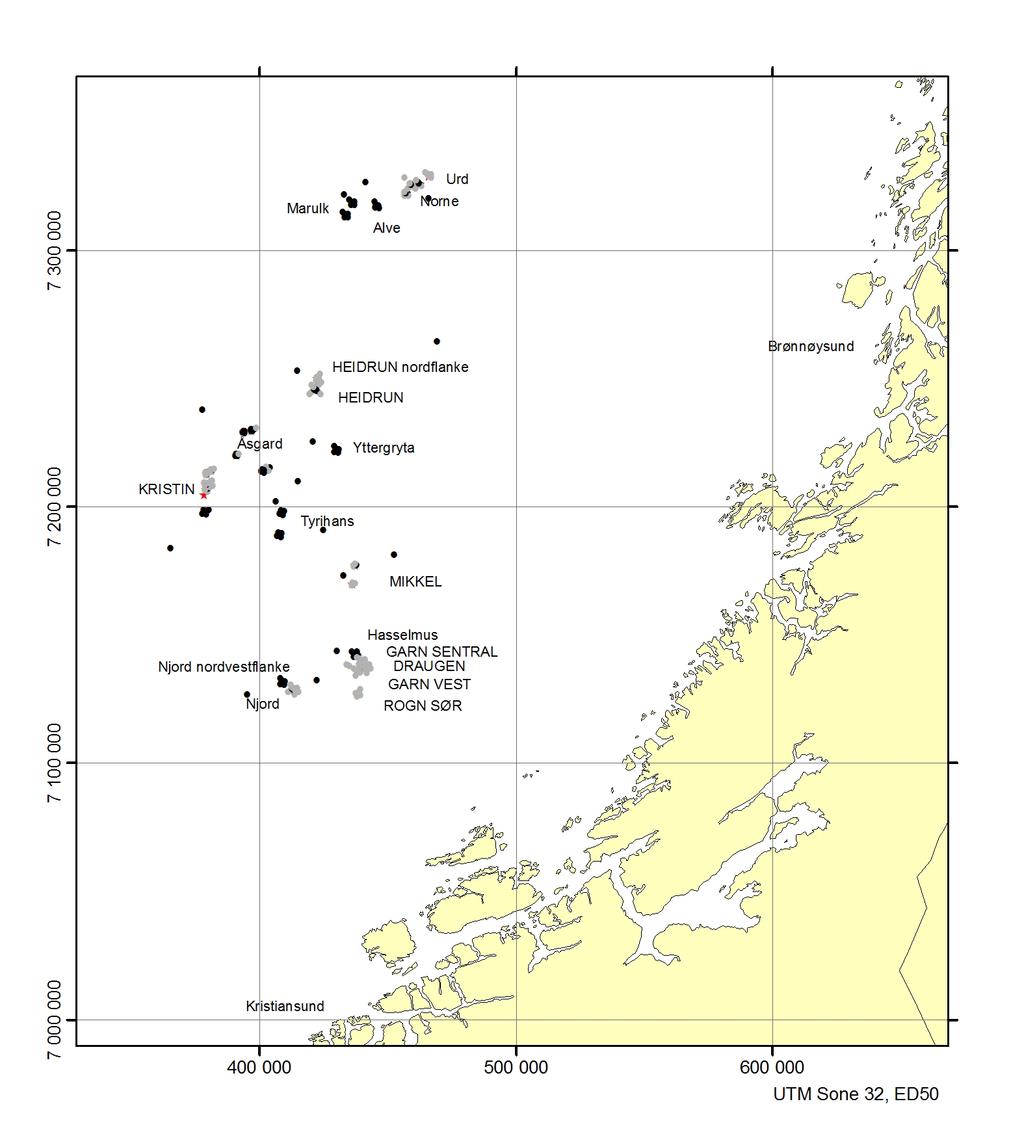 Figure 1: Location of Region VI, Haltenbanken. With a few exceptions the field work was carried out in accordance with the sampling program.