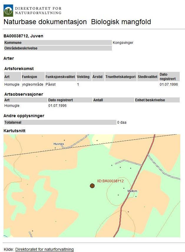 Reguleringsplan 201201 Fv. 175 Åsum: 3.3.5 Naturmiljø I Naturbase er det ikke registrert noen lokaliteter eller annet som berøres av endringsforslaget.