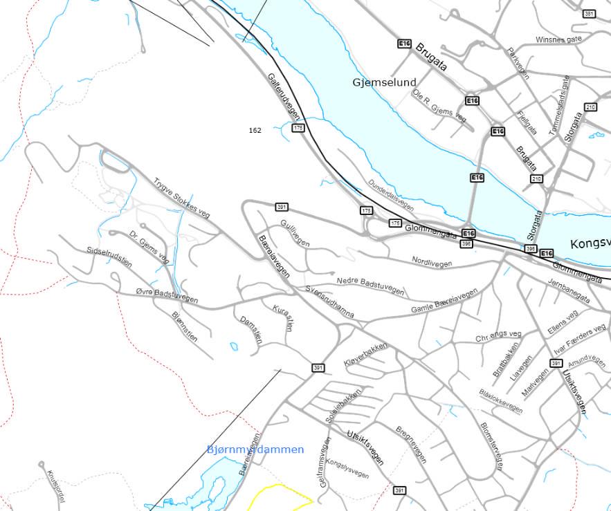 Forslag til grenseområde mellom inntaksområdene for Holt og Tråstad skoler. Avgrensningen av grenseområdet er som vist på kartet.