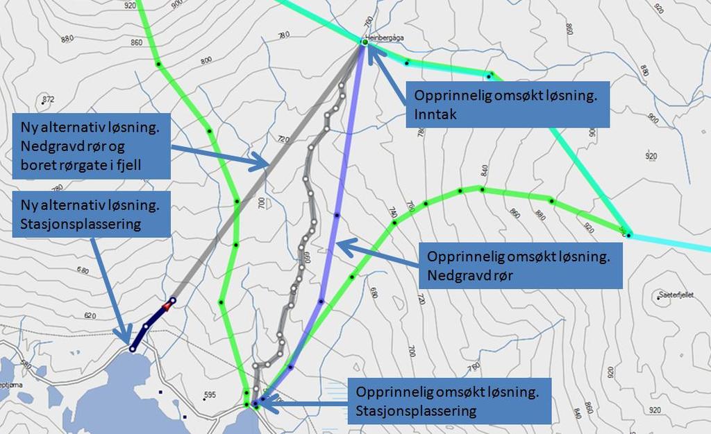 2 Med denne alternative løsningen mener søker at konsekvensene for reindriftsnæringen blir kraftig redusert. Beiteområder og flyttleier for reinen blir uberørt av utbyggingen.