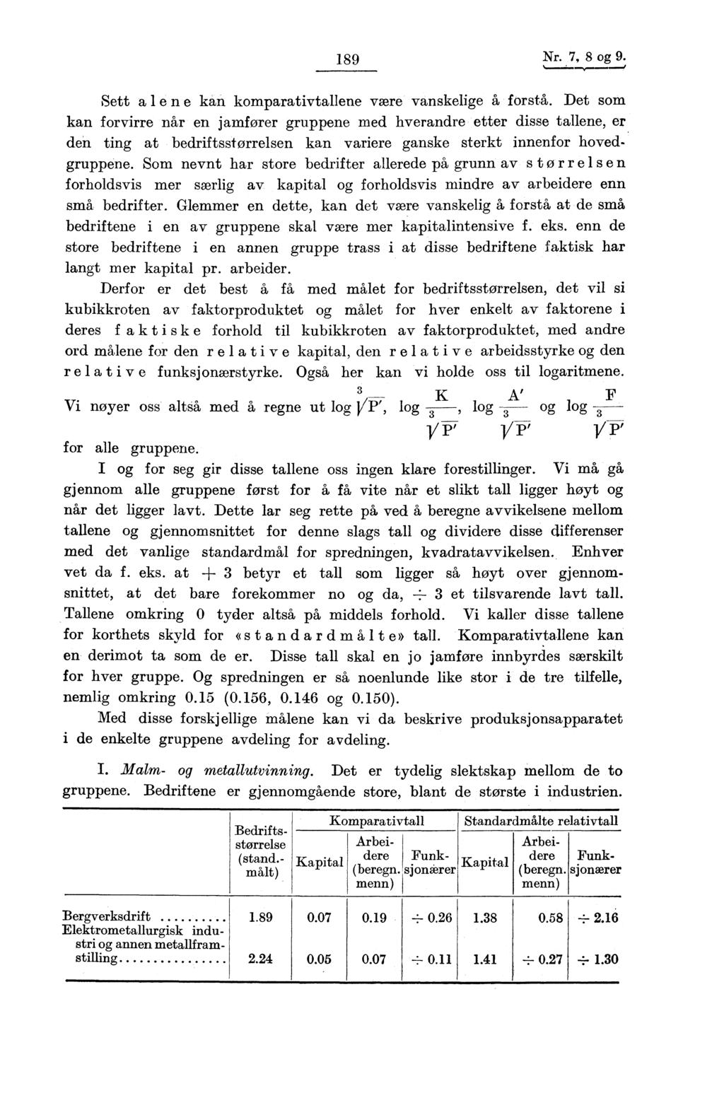 189 Nr. 7, 8 og_9 * Sett alene kan komparativtallene være vanskelige å forstå.