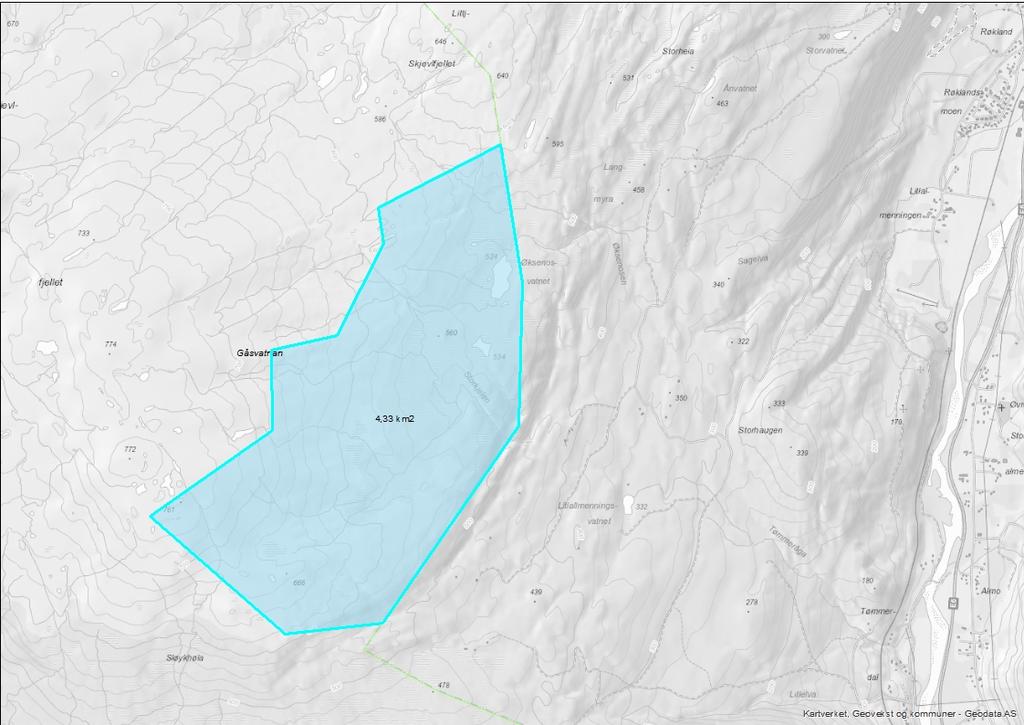 skulle tas ut av vernet vil det gjelde om lag 4,3 km 2. Det har ikke kommet noe skriftlig innspill på dette etter møtet.