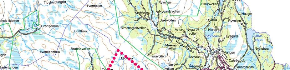 3. OMTALE AV KARTLEGGINGSOMRÅDET 3.1 Oversikt Kartleggingsområdet er 86,5 km² og ligg i bygda Vingelen i Tolga kommune nord i Hedmark.
