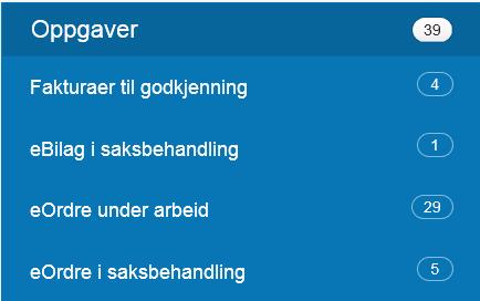 under arbeid, til godkjenning osv. Tilgjengelige oppgavetyper er styrt av begrensningene på din bruker i Brukeradministrasjon.