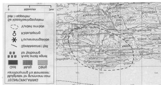 Fig. 1 Utsnitt av kartblad 1928 III Melfjorden (M711) som viser det vurderte området i tilknytning til Sleipnes.