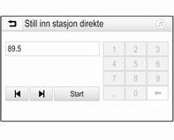 22 Radio FM-bølgelengde: Når RDSfunksjonen er aktivert, søkes det kun etter RDS-stasjoner 3 24, og dersom mottak av trafikkmeldinger (TP) er aktivert, søkes det kun etter trafikkradiostasjoner 3 24.