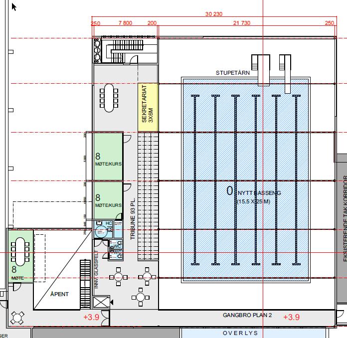 Basseng 25,0 m x 15,5 m - Tynset Bassenget i Tynset er utredet i 2014. Bygget består av bassengrom, garderobeanlegg, badstu, administrative lokaler, lager og tekniske rom.