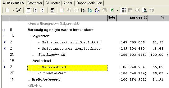 Kap. 8 Redigere linjemal Side 47 Hvis man deretter snur fortegnene på alle linjene, står man