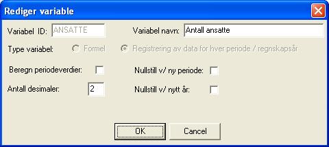 Kap. 9 Tilleggsvariabler Side 52 Antall desimaler angir hvordan du kan registrere data for denne tilleggsvariabelen.