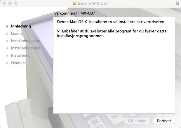 Macintosh / Installere skriveren Installere skriverdriveren i Mac OS X TRINN 1-7/17 Installere skriverdriveren i Mac OS X 1.