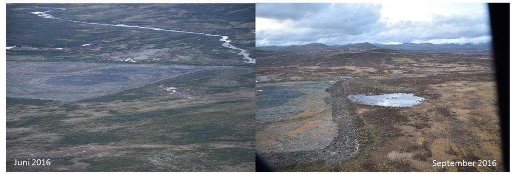 Foto: NINA Figur 8 HFK-sletta sett fra sør, før grøfta ble fjerna (juni 2016, tatt fra Viewpoint Snøhetta)