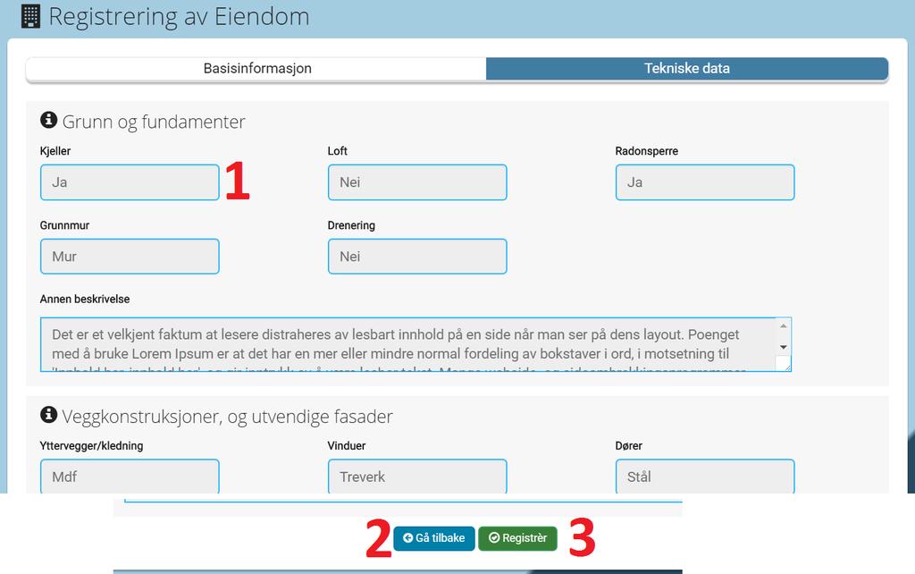 1.10: Verifiser at all data du har fylt ut stemmer.