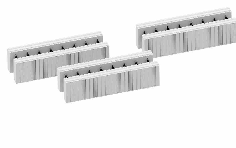 skrufester. Fig. 6 Kapp blokkene med sag eller stikksag. Systemet er basert på 50 mm moduler.