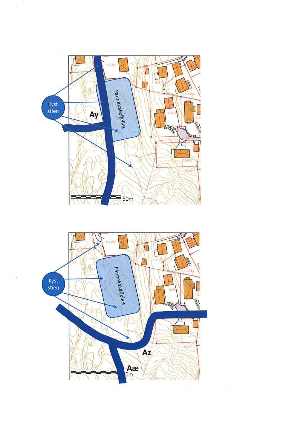 Vedlegg 7b: Konsekvenser for berørte interessegrupper for ulike trasealternativer 50m Figur V7.