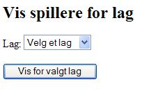 Side 12 av 13 b) (15%) Du skal no lage ei webside visspillereforlag.jsp for å syne spelarane for eit valgt lag.