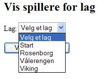 Dersom det er fire lag i databasen kan det til dømes sjå slik ut når rullegardinen dras ned: Dersom brukaren trykker på