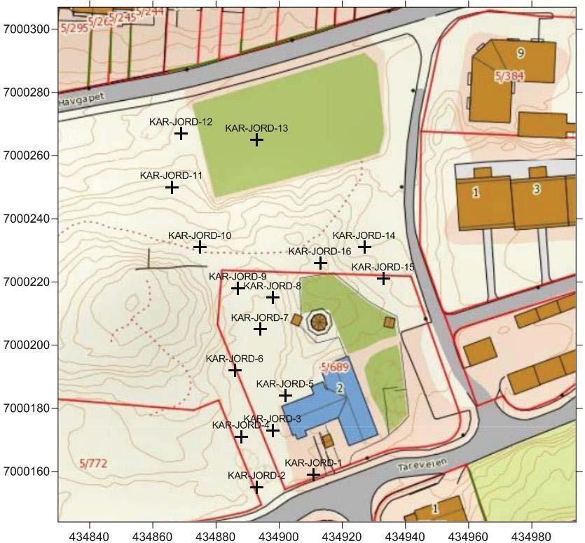 MILJØTEKNISK GRUNNUNDERSØEKLSE OG TILTAKSPLAN FOR KARIHOLA, KRISTIANSUND 11/35 3 Beskrivelse av prøvepunktene og prøvetaking Det ble tatt 20 blandprøver fra 15 prøvepunkter i området.