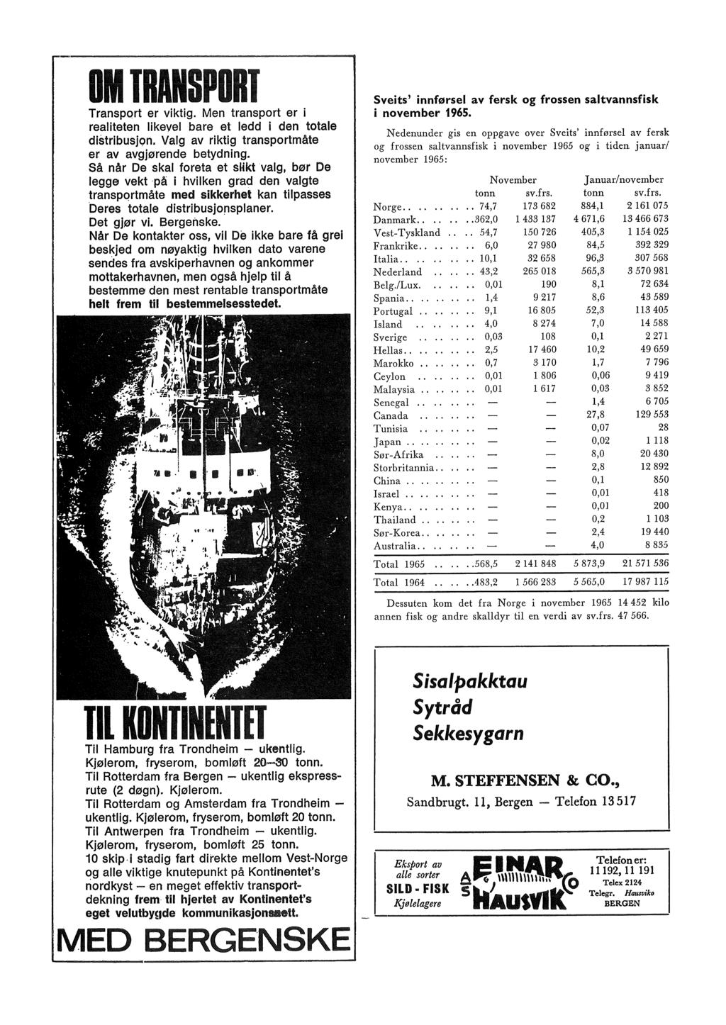 OM TRANSPORT Transport er viktig. Men transport er i reaiteten ikeve bare et edd i den totae distribusjon. Vag av riktig transportmåte er av avgjørende betydning.