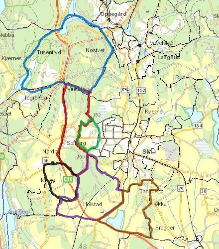 Oversikt over berørte grunnkretser Grunnkrets Befolkning Farge Sjøskogen/Nøstvedt 1900 Blå