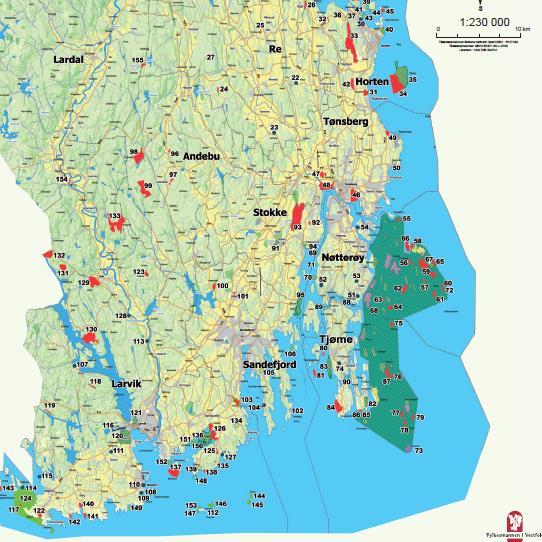 Spesielle naturtyper, arter og verneområder som har betydning for vannmiljøet Horten-Larvik I Vannområdet Horten-Larvik er det flere spesielle naturtyper, arter og