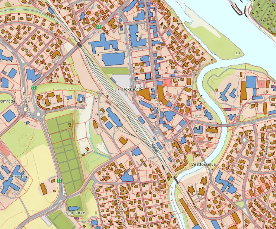 20 av 108 Figur 8: stasjonsområde (Kartgrunnlag: Norgeskart.no). Øvre Eiker kommune har ansvar for arbeid med regulering av en nordlig kulvertløsning på stasjon.