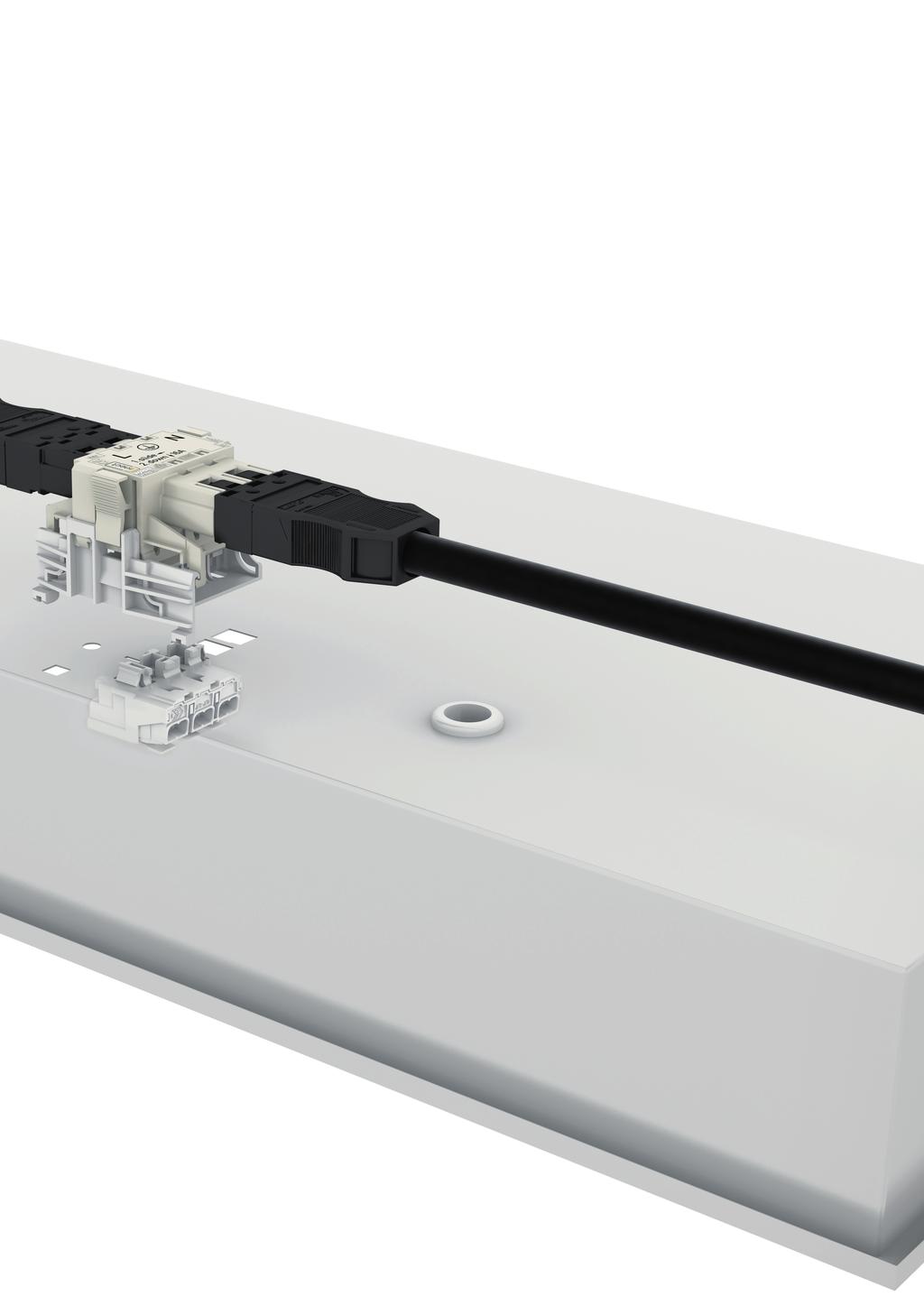 2 Three easy steps to error-free connections: The distribution connectors are latched when mounted on the The mounting mounting plate.