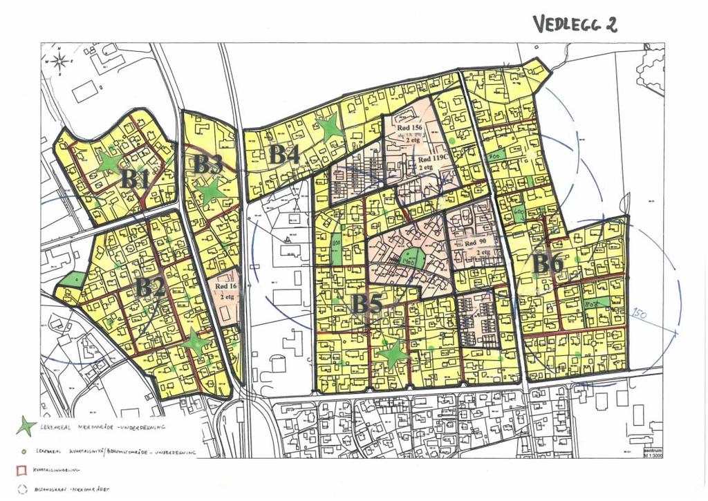 1,5 daa foreslås derfor delt på B1,B2,B3 à 0,5 daa, og i delområde kalt B1 foreslås