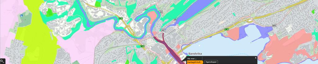 Verdsetting, eksempel: Lokal Område Område Verdi 266 Sandvikselva Nærmest e Avstand Område ID Navn Type