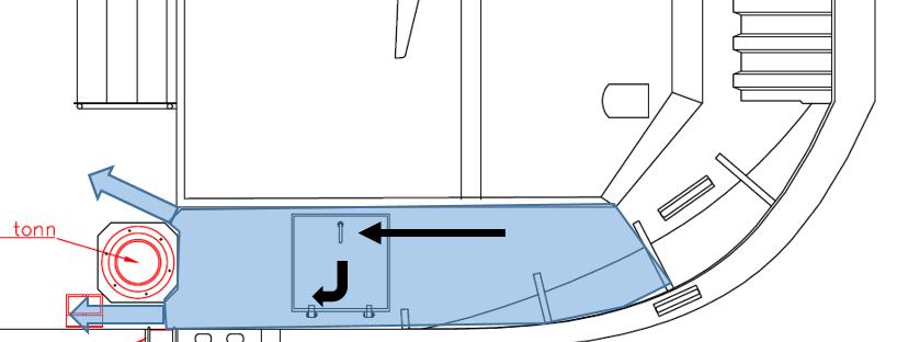 Statens havarikommisjon for transport Side 36 Når fartøyet «klatret» opp over en bølgekam ville vannet kunne bygge seg opp mot styrhusskottet på babord side i «brønnen» forut.