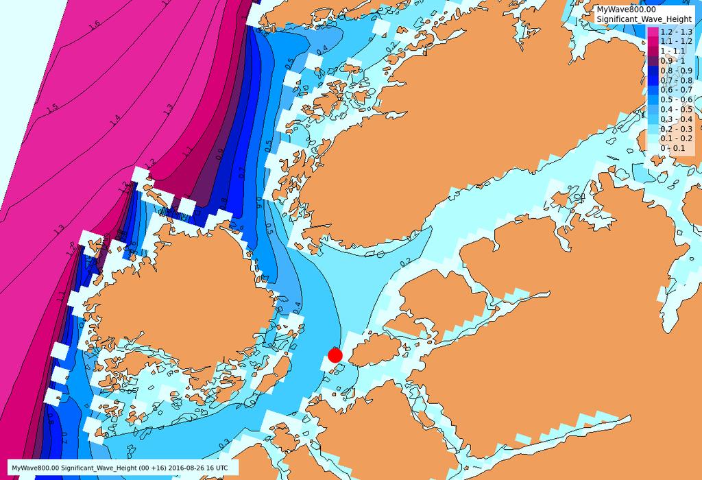 Statens havarikommisjon for transport VEDLEGG B Figur 6: Modellprognoser for signifikant bølgehøyde fredag 26.