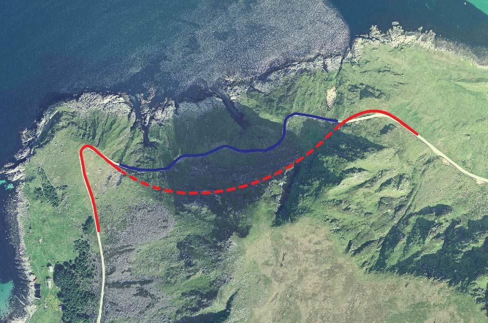 8 Verknader av planforslaget 8.1 Lokal framkomst og regional verknad Å bygge tunnel forbi den rasfarlege strekninga ved Kleiva vil betre framkomst til bygda Honningsvågen.