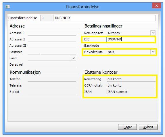 12. Det er også viktig at Landkode og Hovedvaluta er