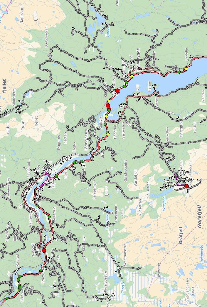 Trafikkulykker Flå kommune i perioden 2010-2016 Grønn er lettere skadd,