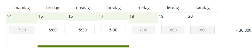 å først klikke i kalenderen på den første dagen, og velge «Turnus». Velg «Nytt turnus» og legg inn antall timer slik at den ukentlige arbeidstiden blir riktig i forhold til arbeidstiden.