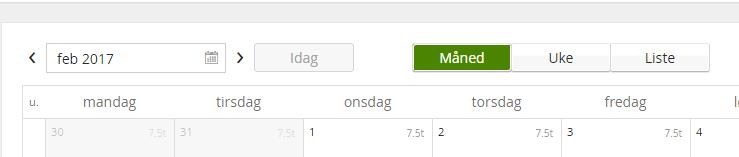 Hvordan registrere fravær? Calendar / Registrering Du kan velge å vise kalenderen på to måter; måned visning og uke visning. Dette gjøres øverst i kalenderen.