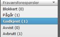 I menyen til høyre kan du velge å godkjenne hver og en fraværssøknad eller du kan velge knappen «Godkjenn alle» for å godkjenne alle samtidig. Knappen «Godkjenn» vil godkjenne alle markerte dager.