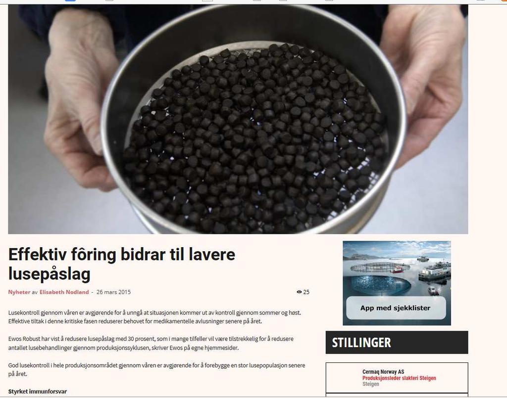 Løsninger på problemene med lakselus! Tilsetning i for er et av områdene vi arbeider med i SLRC - der Cargill (EWOS) er en av partnerne. http://www.slrc.