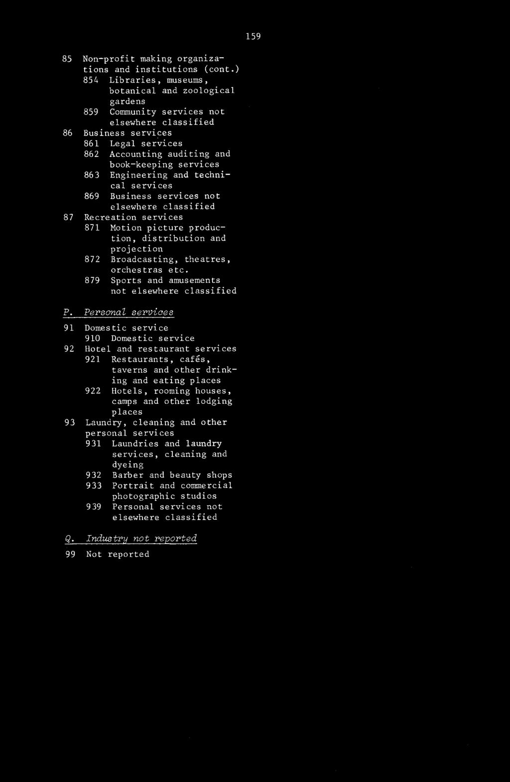 863 Engineering and technical services 869 Business services not elsewhere classified 87 Recreation services 871 Motion picture production, distribution and projection 872 Broadcasting, theatres,