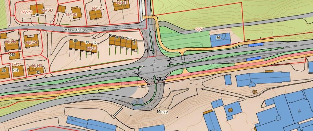 Signalkryss Med to vegtatkomster vil et signalkryss i Raufossvegen klare avviklingen på en tilfredsstillende måte.