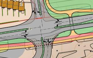 Gangkulverten under Raufossvegen vil bli liggende svært nær krysset, med en betydelig høydeforskjell (ca 4 m).