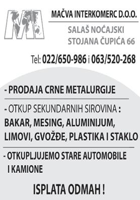 Тел: 063/728 5803 - Про да јем ком бајн за ва ђе ње кром пи ра и уто ва ри вач за ба ле. Тел: 064/102-98- 93 - Про да јем се ја ли цуп не у ма тик за ку куруз.