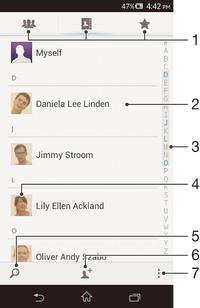 Slik tilpasser du telefonringetonen til en kontakt 1 På Startskjerm tar du hurtig på, og deretter tar du hurtig på. 2 Ta hurtig på den kontakten du ønsker å redigere, ta deretter hurtig på.