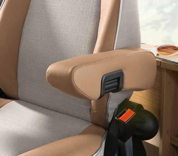 Derfor bruker Dethleffs Fiat Captain chair-pilotseter med fremragende ergonomiske produktegenskaper som standardutstyr på T- og A-modeller: ª ª Ergonomisk