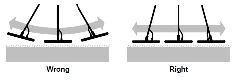 Utenom overlapping ved hver sving med plata, er det viktig å holde plata parallelt og tett mot bakken. Pendel svinging vil føre til tap av dybde.
