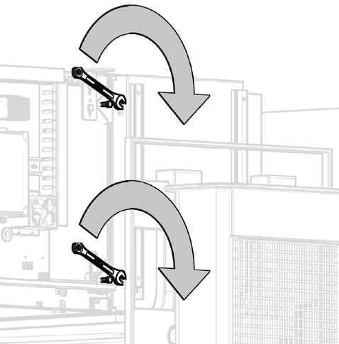 Løft høyre modul med hensiktsmessig løfteutstyr til centermodulen. OS!  være kraftig papp eller lign.