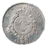 44 0/01 900,- 1075 Sweden: 1/6 Riksdaler 1809. SM.