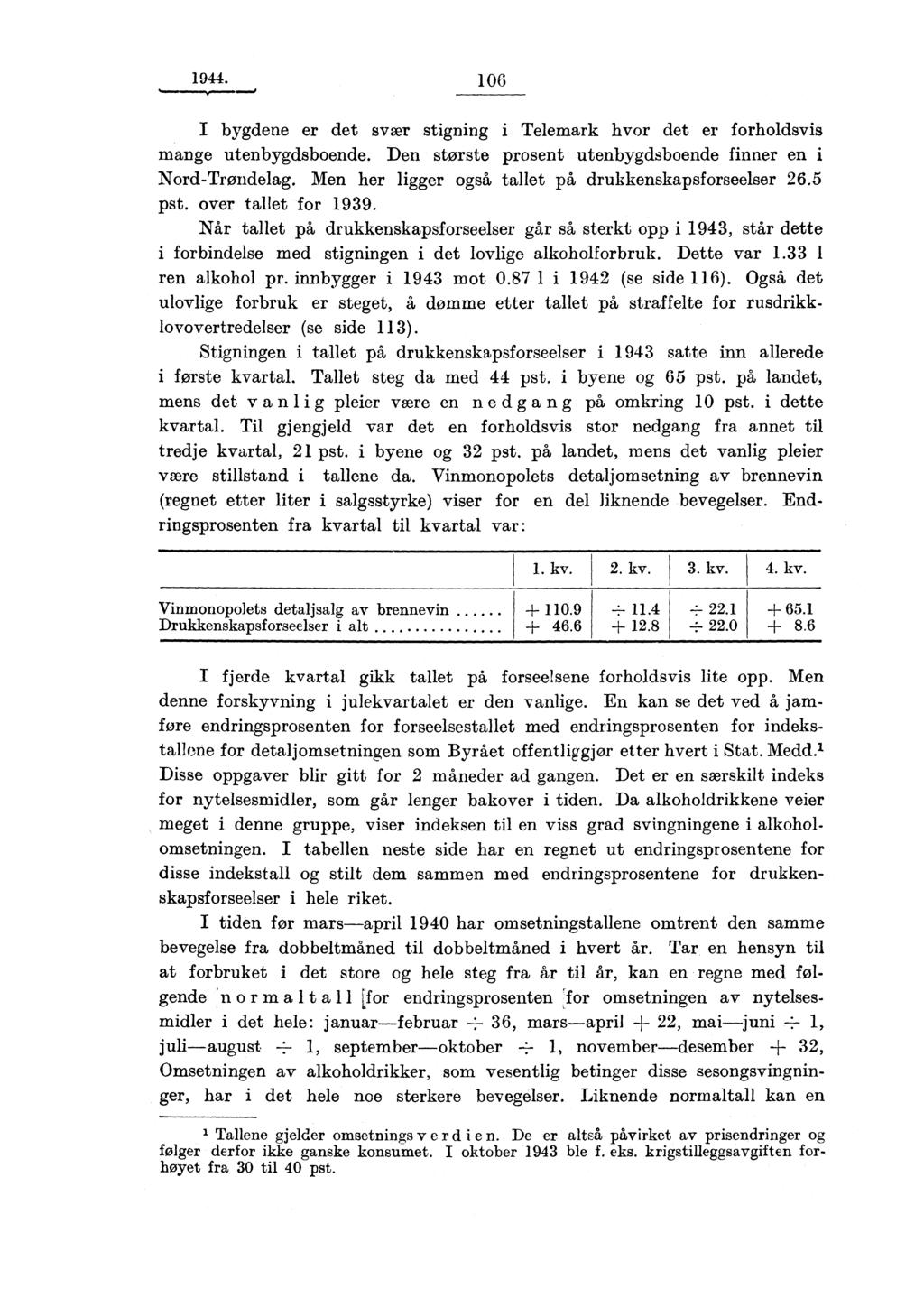 1944. 106 I bygdene er det svær stigning i Telemark hvor det er forholdsvis mange utenbygdsboende. Den største prosent utenbygdsboende finner en i Nord-Trøndelag.